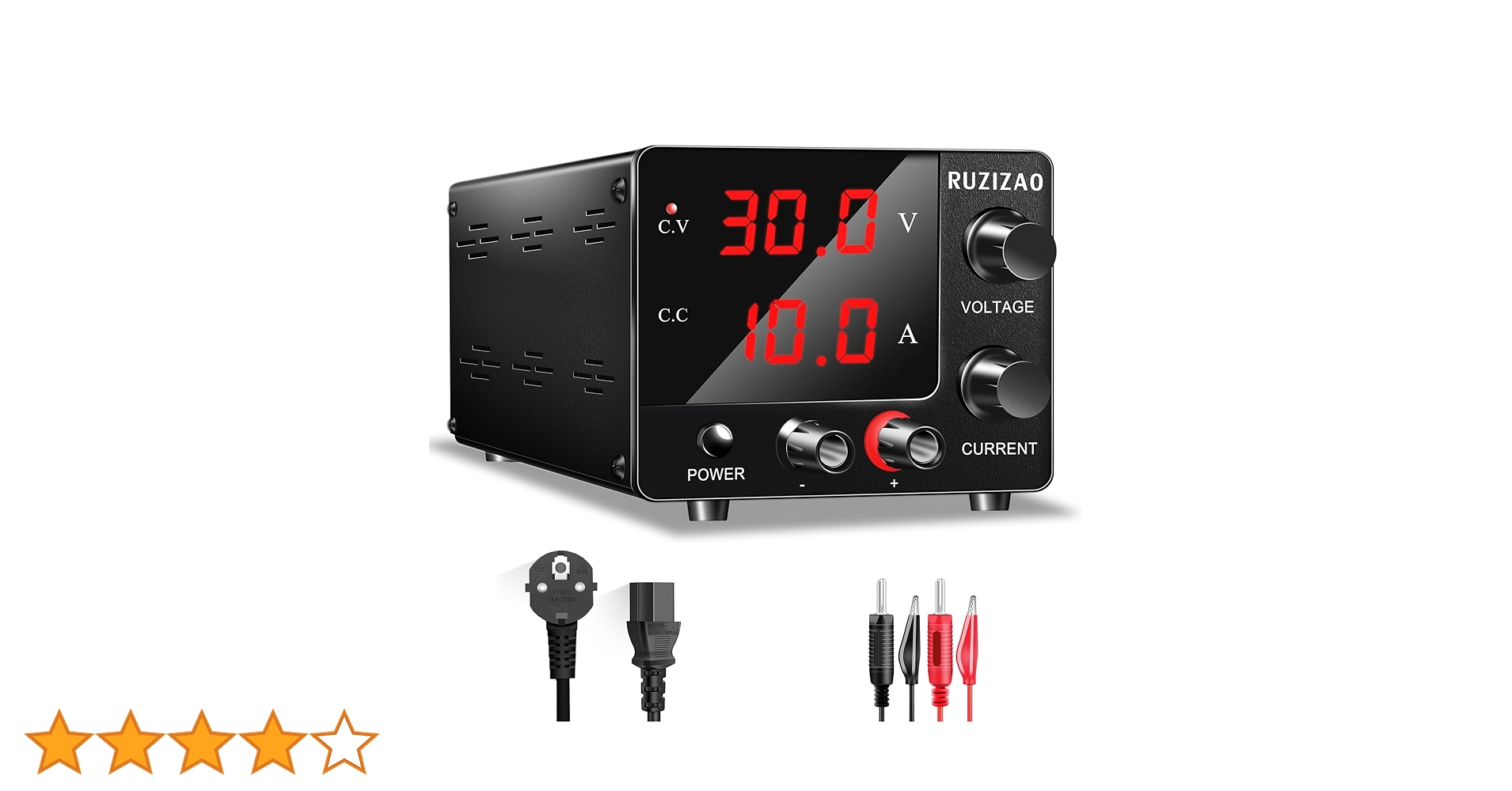 Amazon | RUZIZAO 超小型 安定化電源0~30V 0~10A 3桁電圧電流